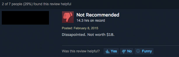 Example of purely negative steam user review